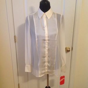 Kirna Zabete Sheer Silky High/Low Blouse - Size S